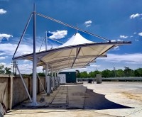 张家口市尚义高速路服务区充电桩膜结构遮阳雨棚竣工